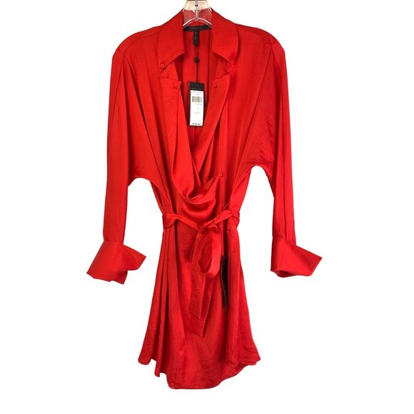 BCBG Maxazria Diane Red Shirt Dress Size S Long Sleeve NWT $248 - Picture 2 of 15